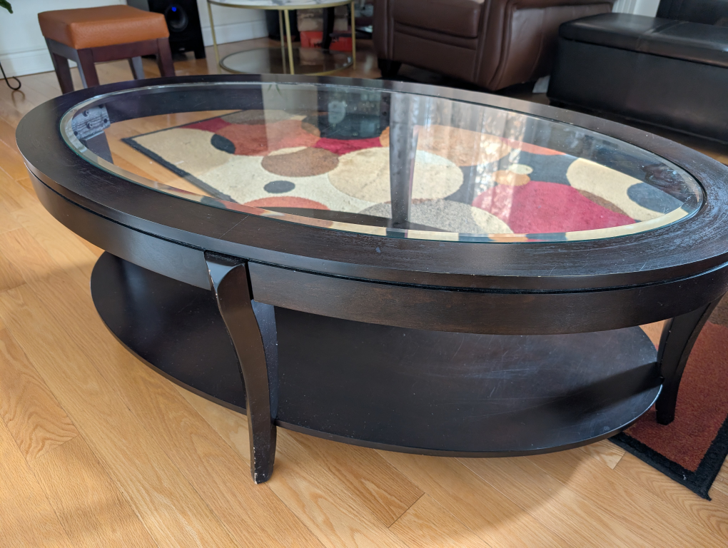 Oval Coffee Table with Glass Top