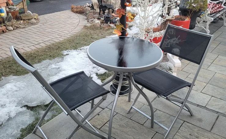 3-Piece Patio Set: Table and Two Folding Chairs image indicator(4)