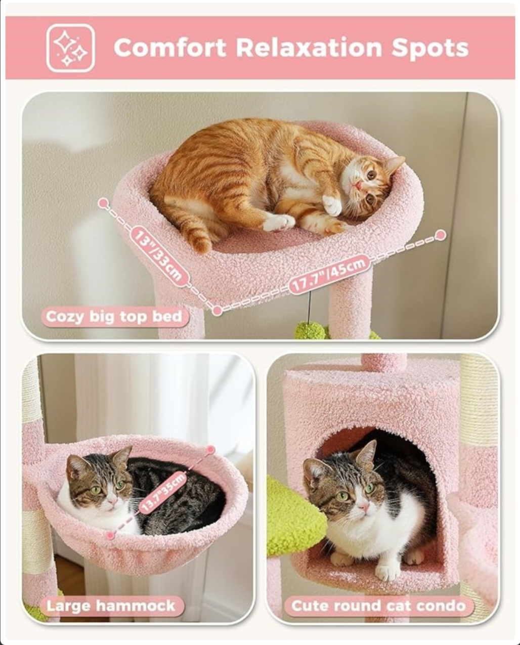 Pink and Green Cat Tree with Flower-Shaped Platforms - photo 2