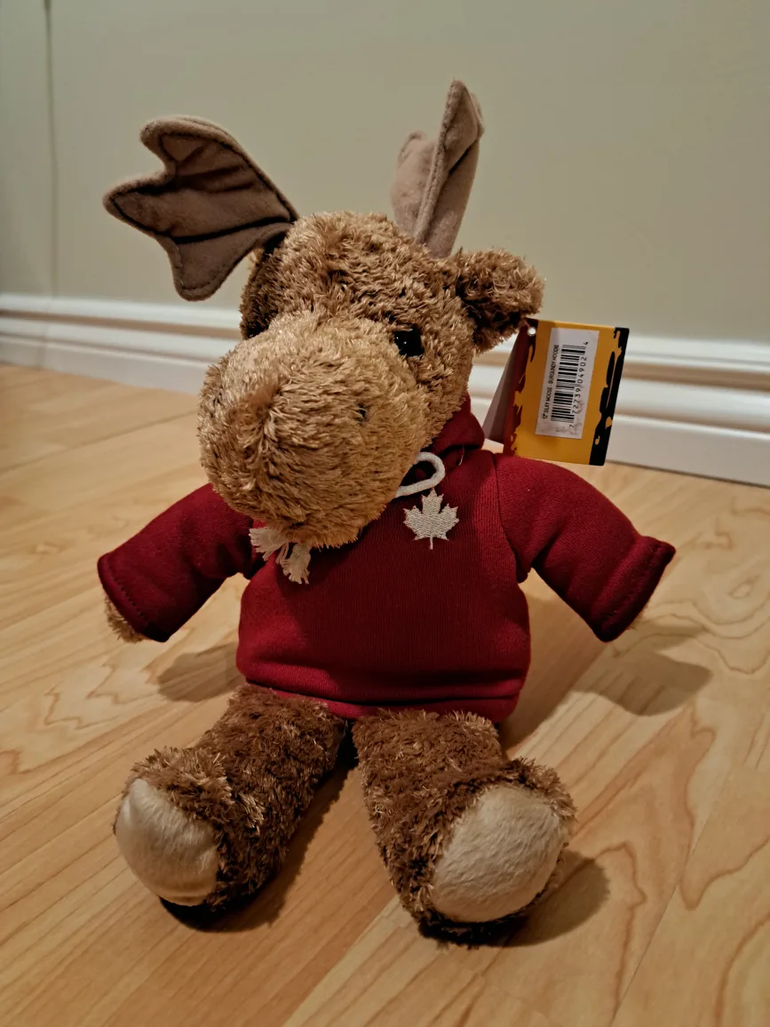 Adorable Canadian Moose Plush Toy in Red Hoodie 12" image indicator(2)
