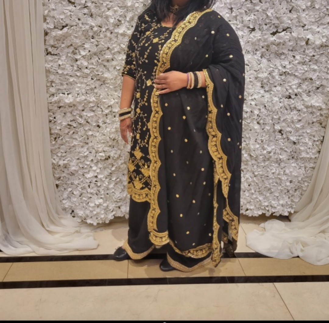 Gorgeous Black & Gold Embroidered Plazoo