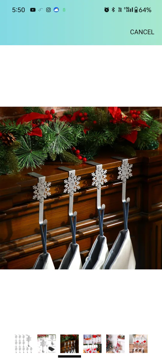 Snowflake Mantel Stocking Hooks image indicator(3)