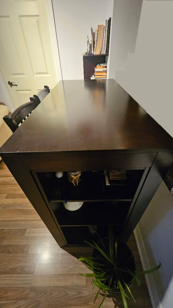 Dark Brown Kitchen Island with 2 Stools - photo 2