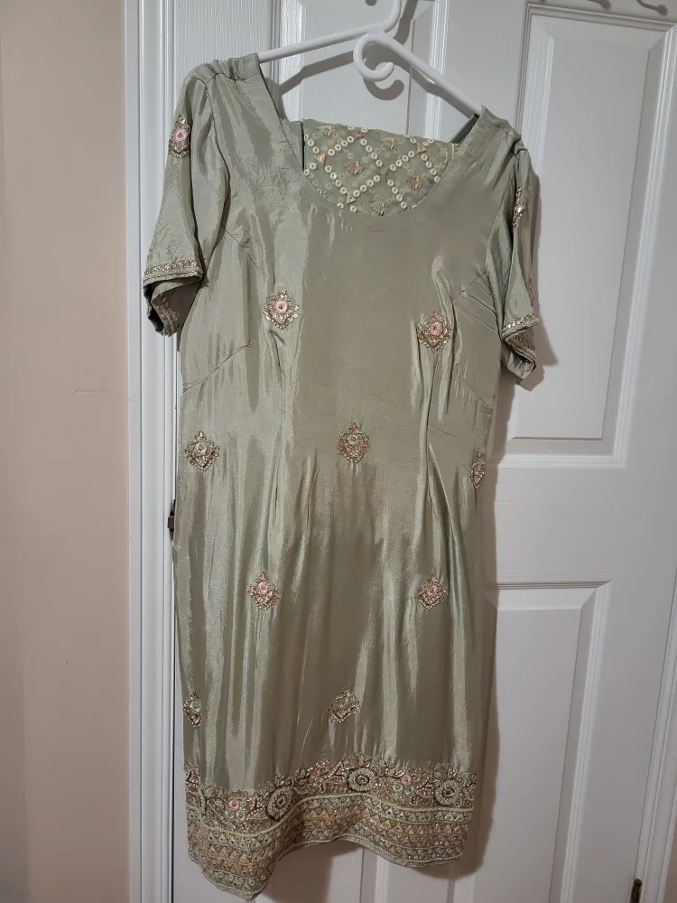 Beautiful Sage Green Salwar Kameez with Dupatta thumbnail