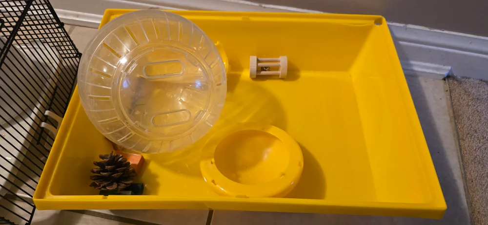 Yellow Hamster Cage with Accessories including hamster ball image indicator(2)