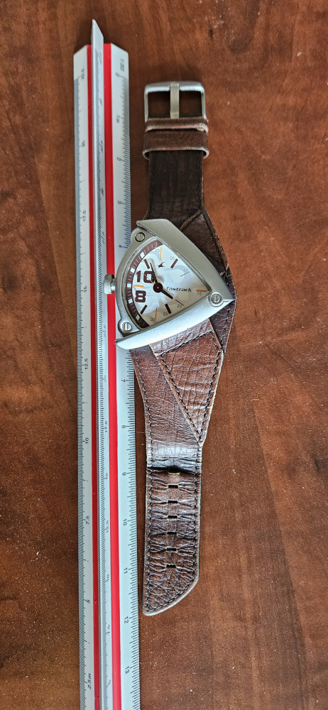 Fastrack Men's Triangular Watch Brown Leather Band - photo 2