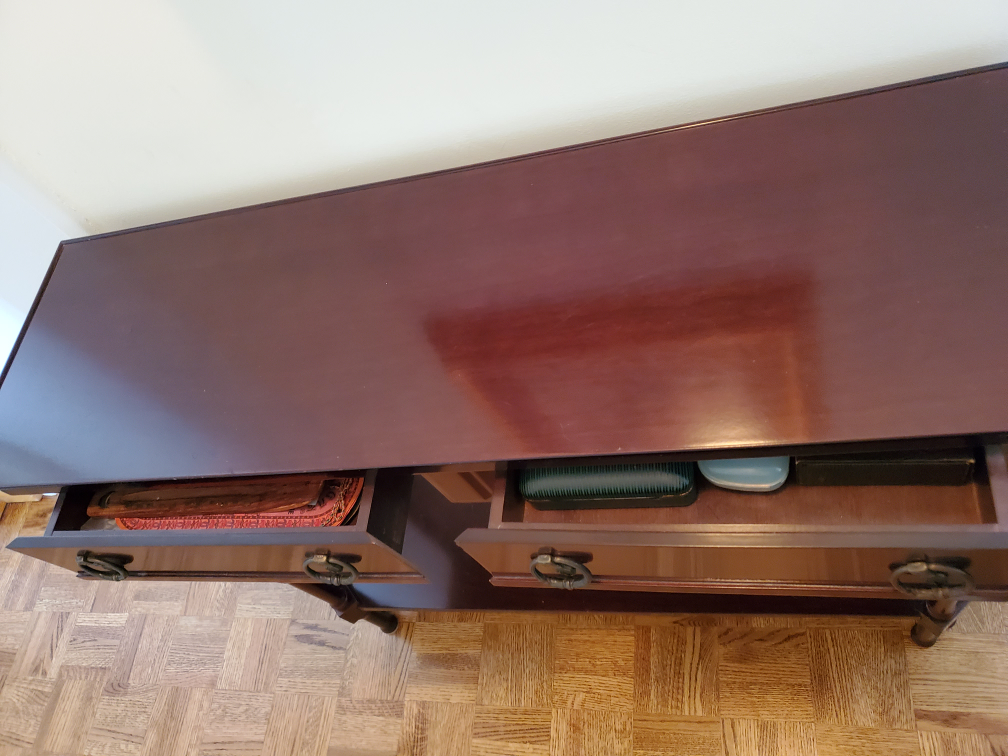 Dark Mahogany Console Table with Two Drawers