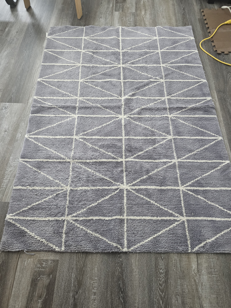 Grey and White Geometric Area Rug
