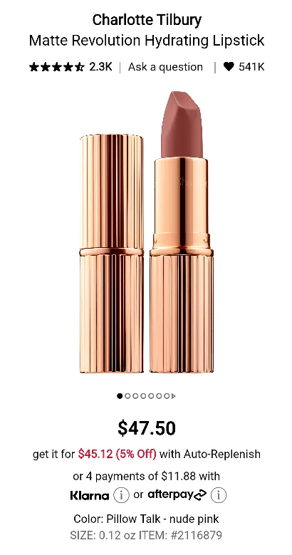 Charlotte Tilbury Lipstick - Pillow Talk (new) image indicator(2)