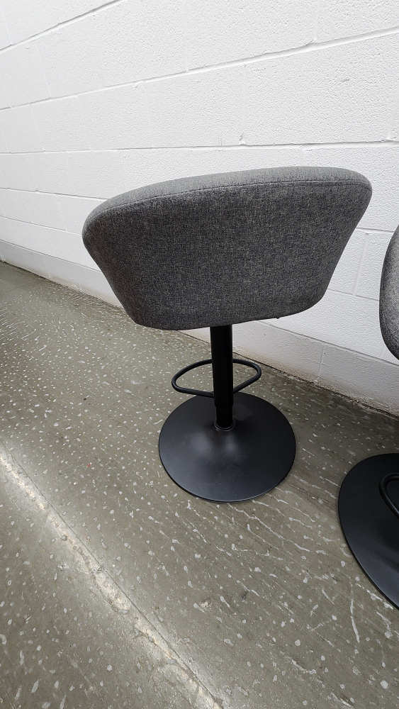 Set of Three Grey Fabric Bar Stools - photo 3