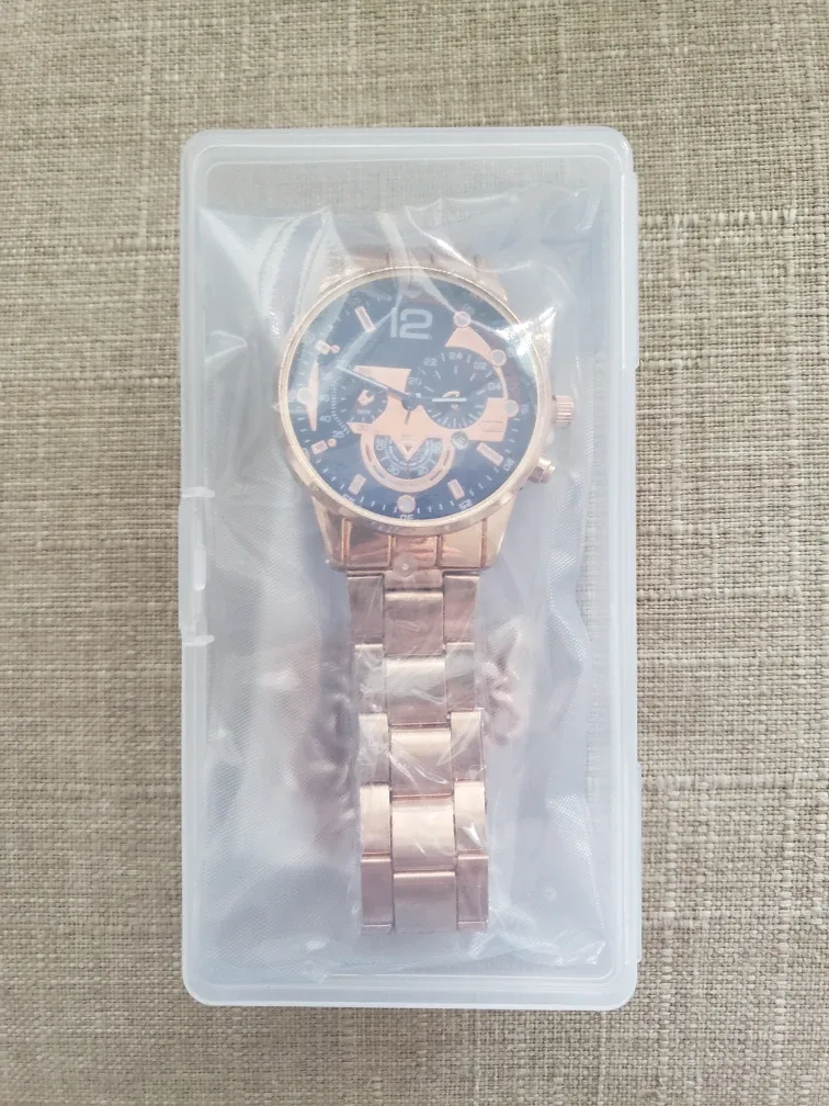 Men's Rose Gold Tone Watch with Chain image indicator(2)