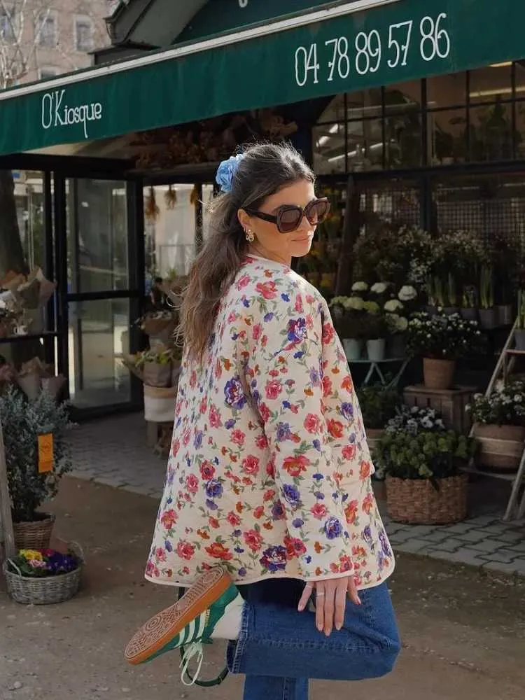 sezane style Women's Floral Puffer Quilted Jacket - photo 3