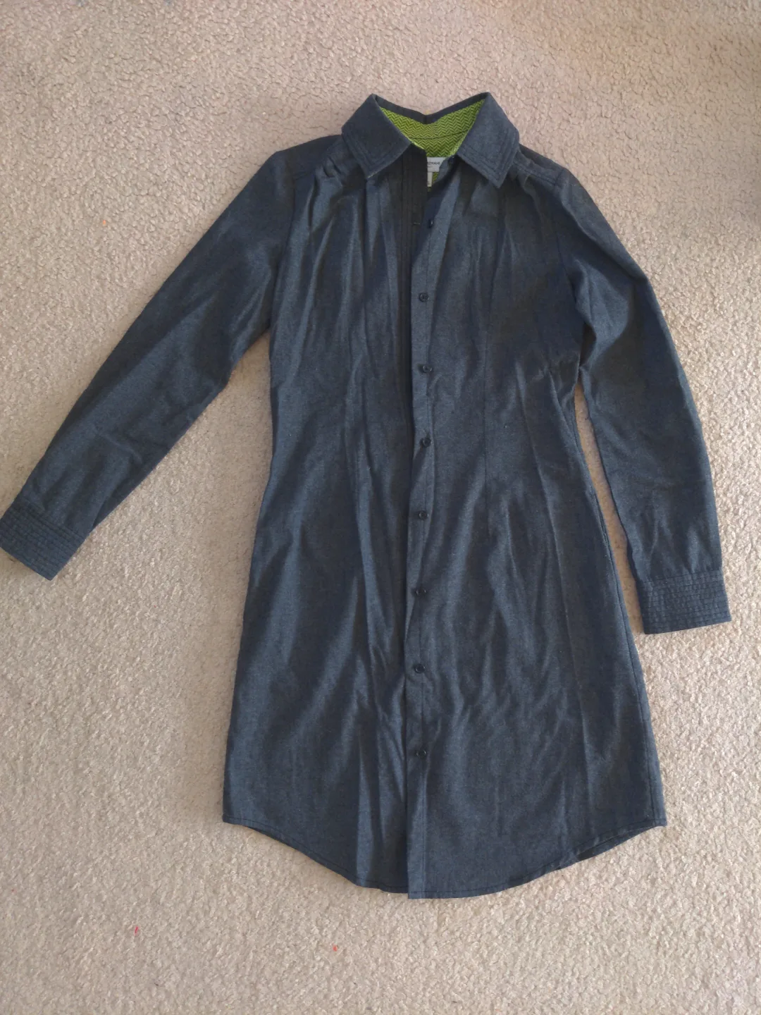 Isaac Mizrahi For Target Charcoal Grey Shirt Dress, Size XS thumbnail