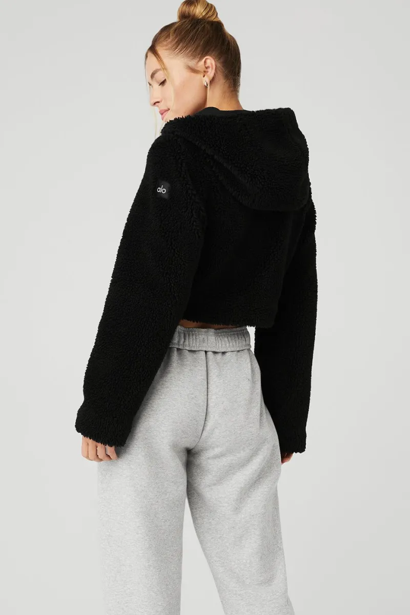 Alo Yoga Black Cropped LA Sherpa Jacket - photo 2