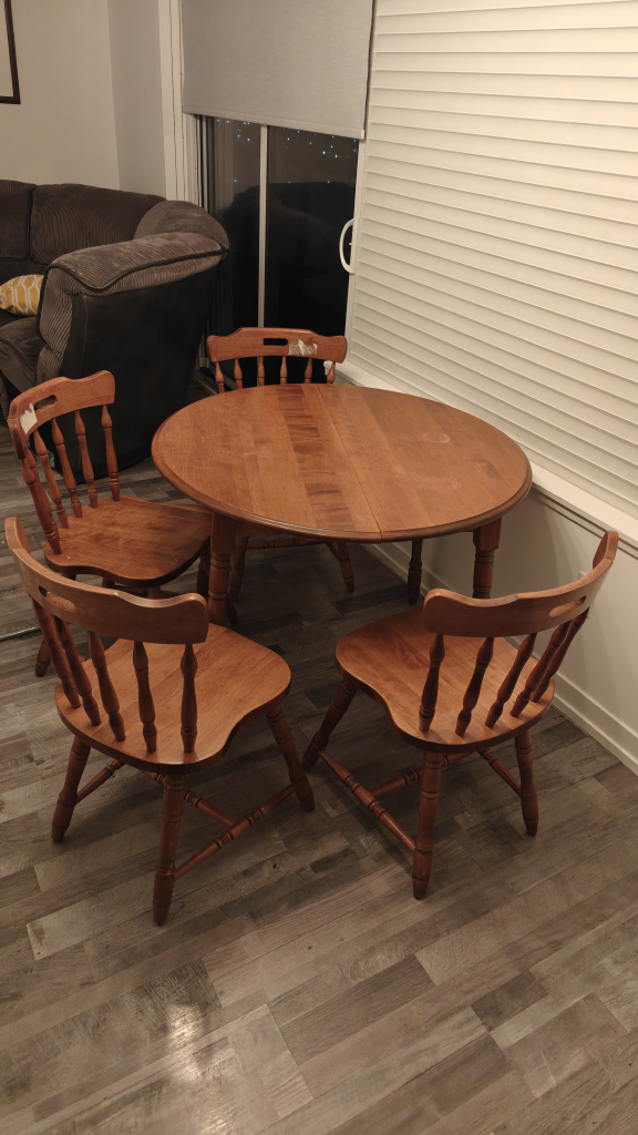 Round Wooden Dining Table Set with Four Chairs