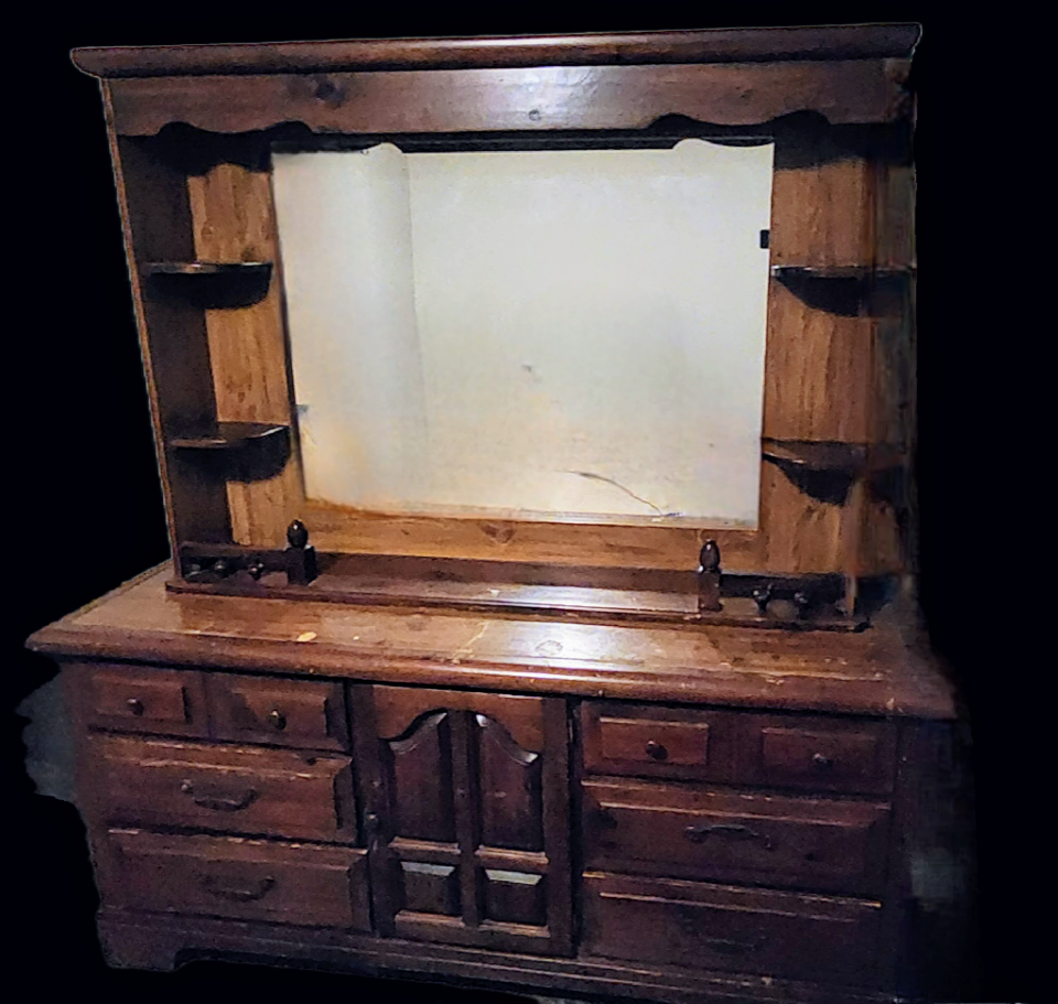 Vintage Wooden Vanity with Mirror - photo 2