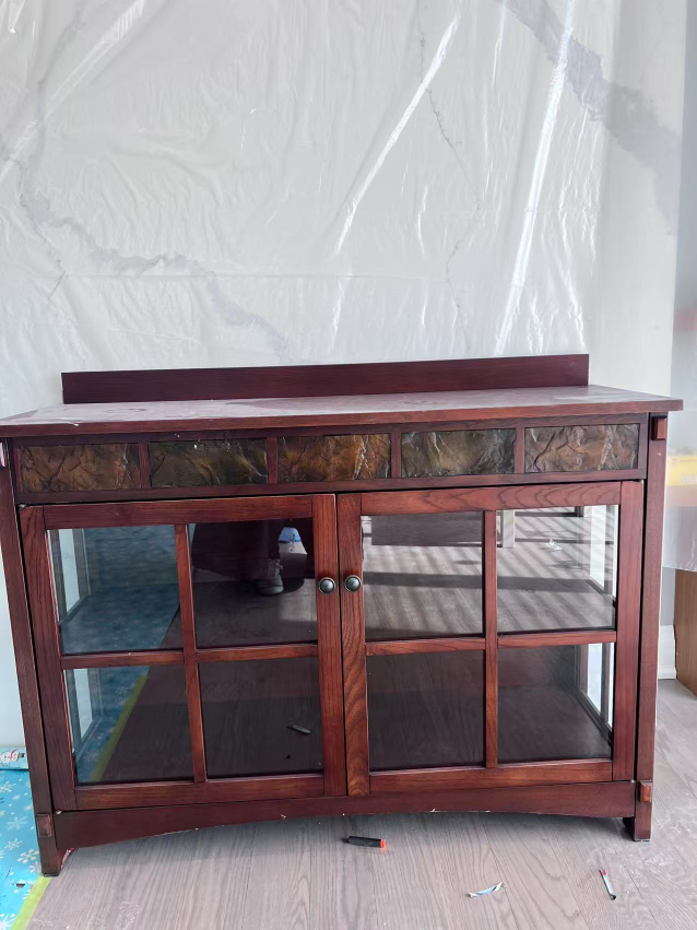 Dark Wood Curio Cabinet with Glass Doors