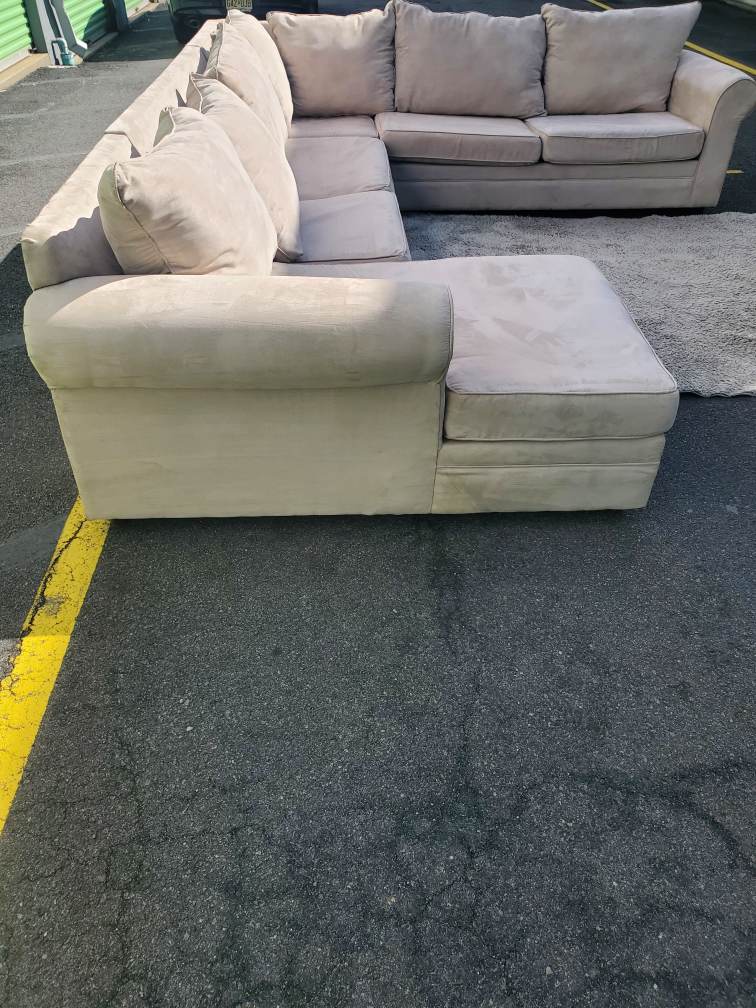 Beige Sectional Sofa with Chaise Lounge - photo 3