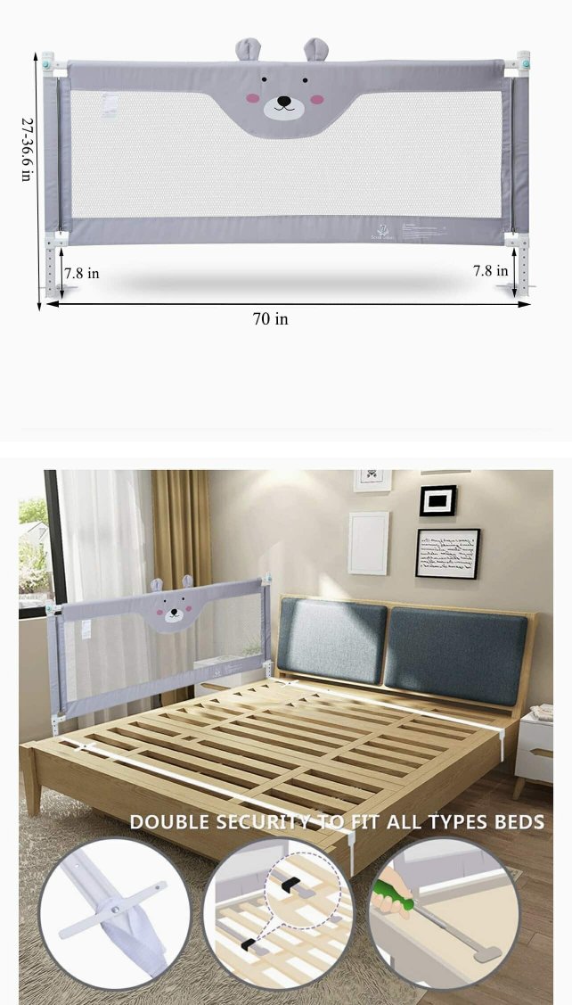 Seven Colors Baby Safety Bed Rail - Grey