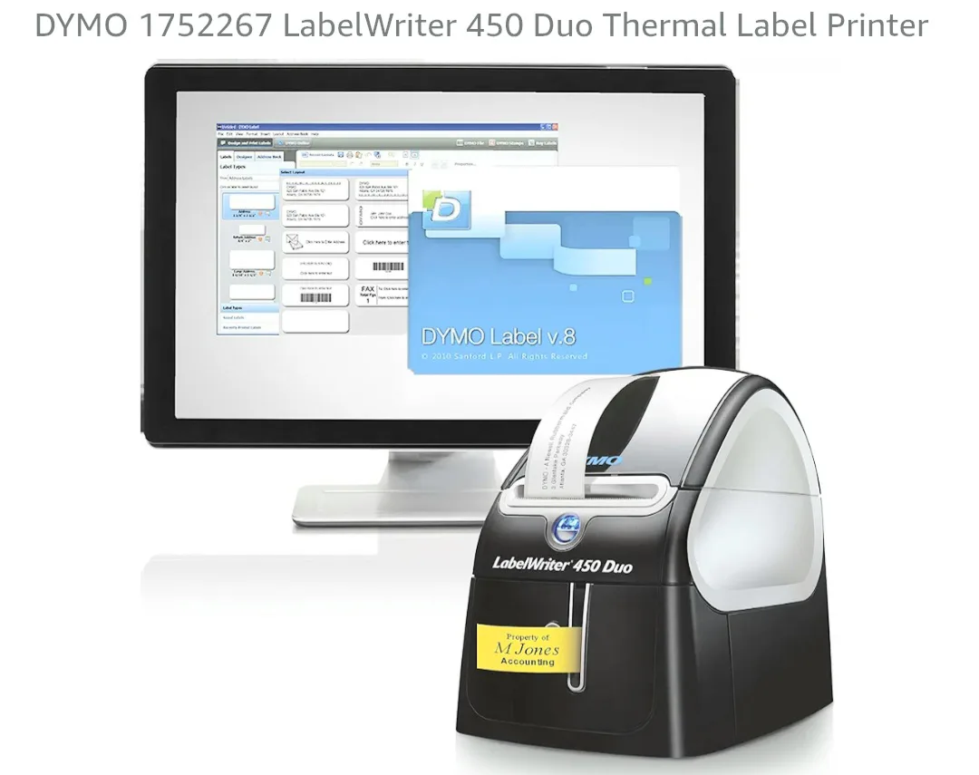 DYMO LabelWriter 450 Duo Thermal Label Printer with extra labels thumbnail