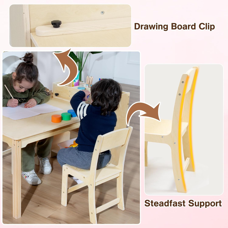 Kids Wooden Table and Chair Set with Storage - photo 5