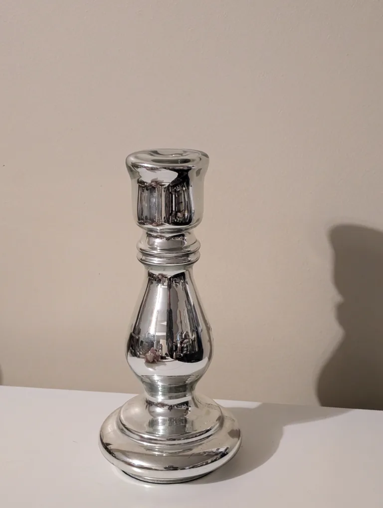 Silver Mercury Glass Candle Holder image indicator(2)