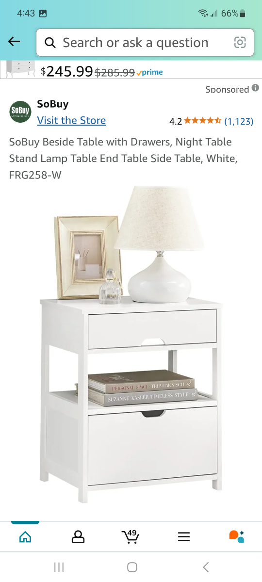SoBuy White Beside Table with Drawers new - photo 3