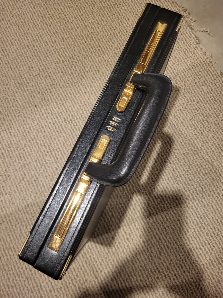 Vintage Black Leather Executive Attache Case