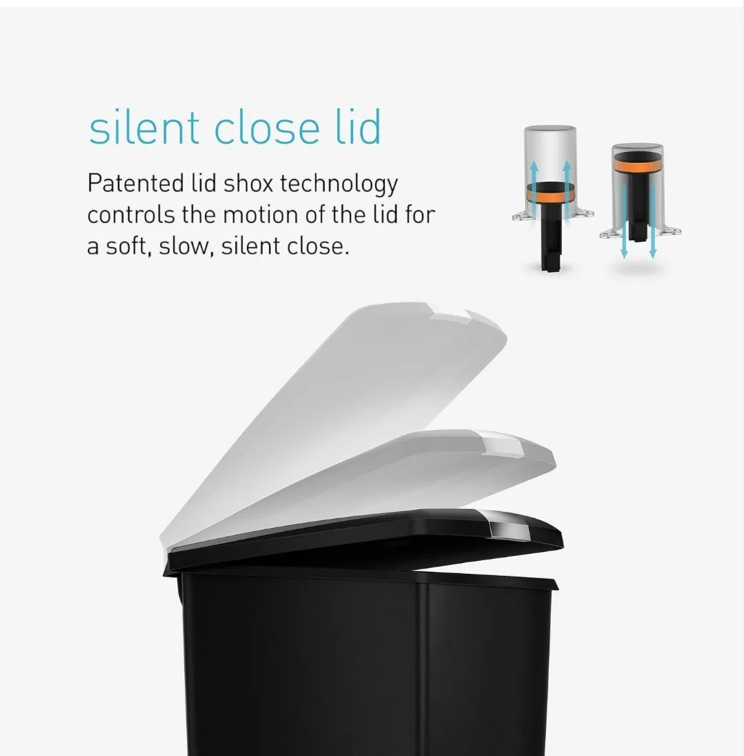 Simplehuman 40L Black Step Can 💚 image indicator(6)