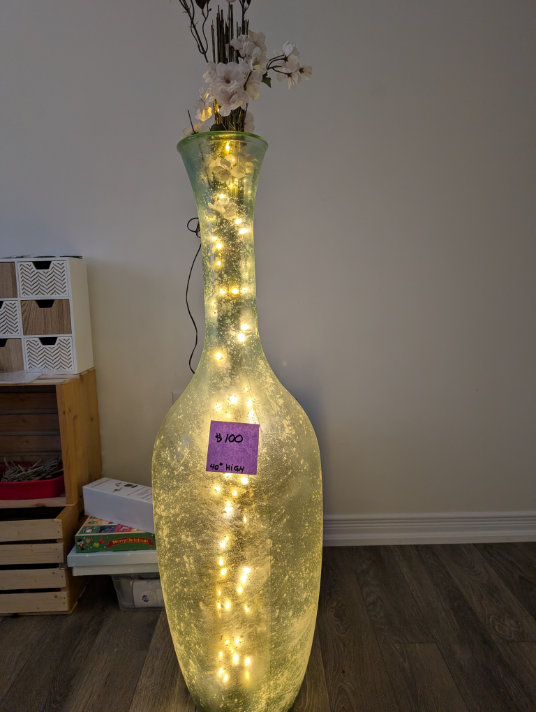Large Decorative Glass Vase with Lights