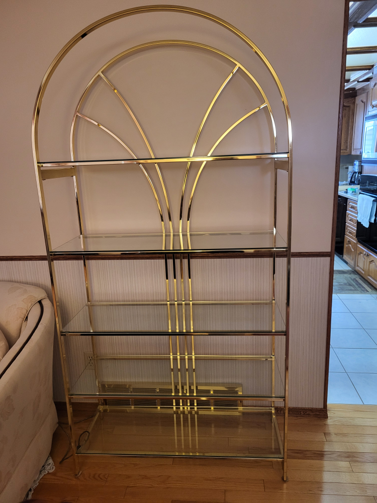 Brass and Glass Shelving Unit