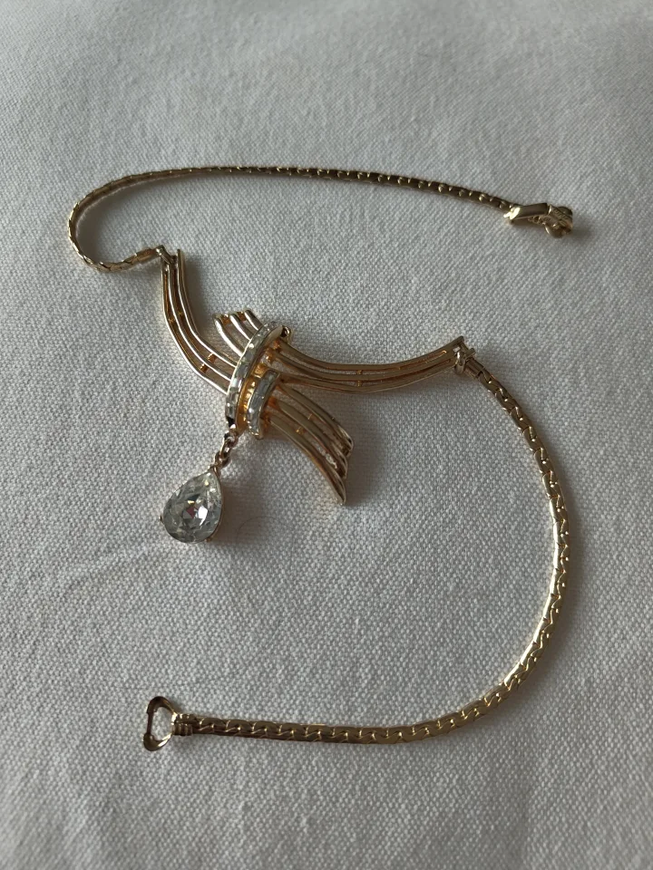 Gold-tone Statement Necklace with Crystal Accents image indicator(2)