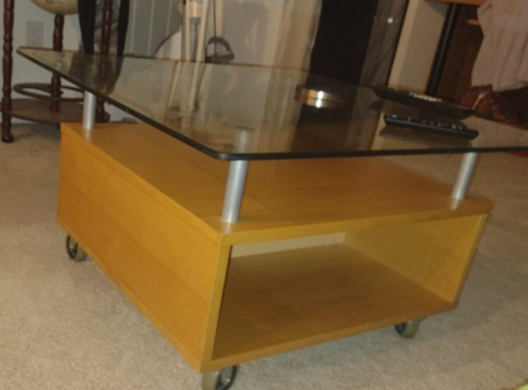Glass Top Coffee Table with Storage - photo 2