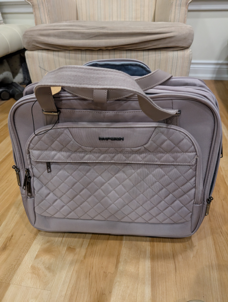 EMPISIGN Rolling Laptop Bag Grey Pink