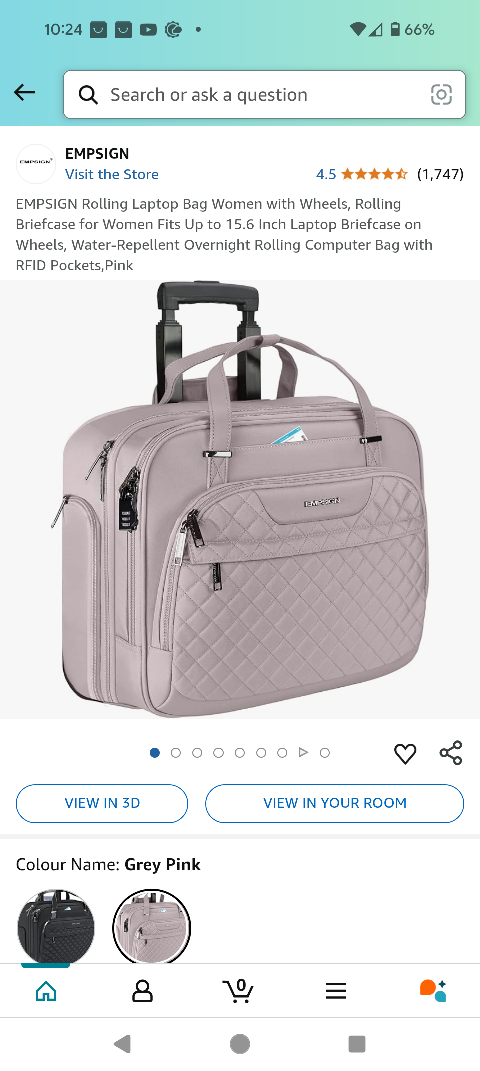 EMPISIGN Rolling Laptop Bag Grey Pink - photo 5