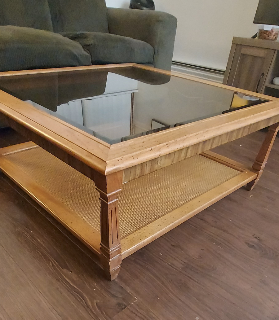 Vintage Wood and Glass Coffee Table - photo 4