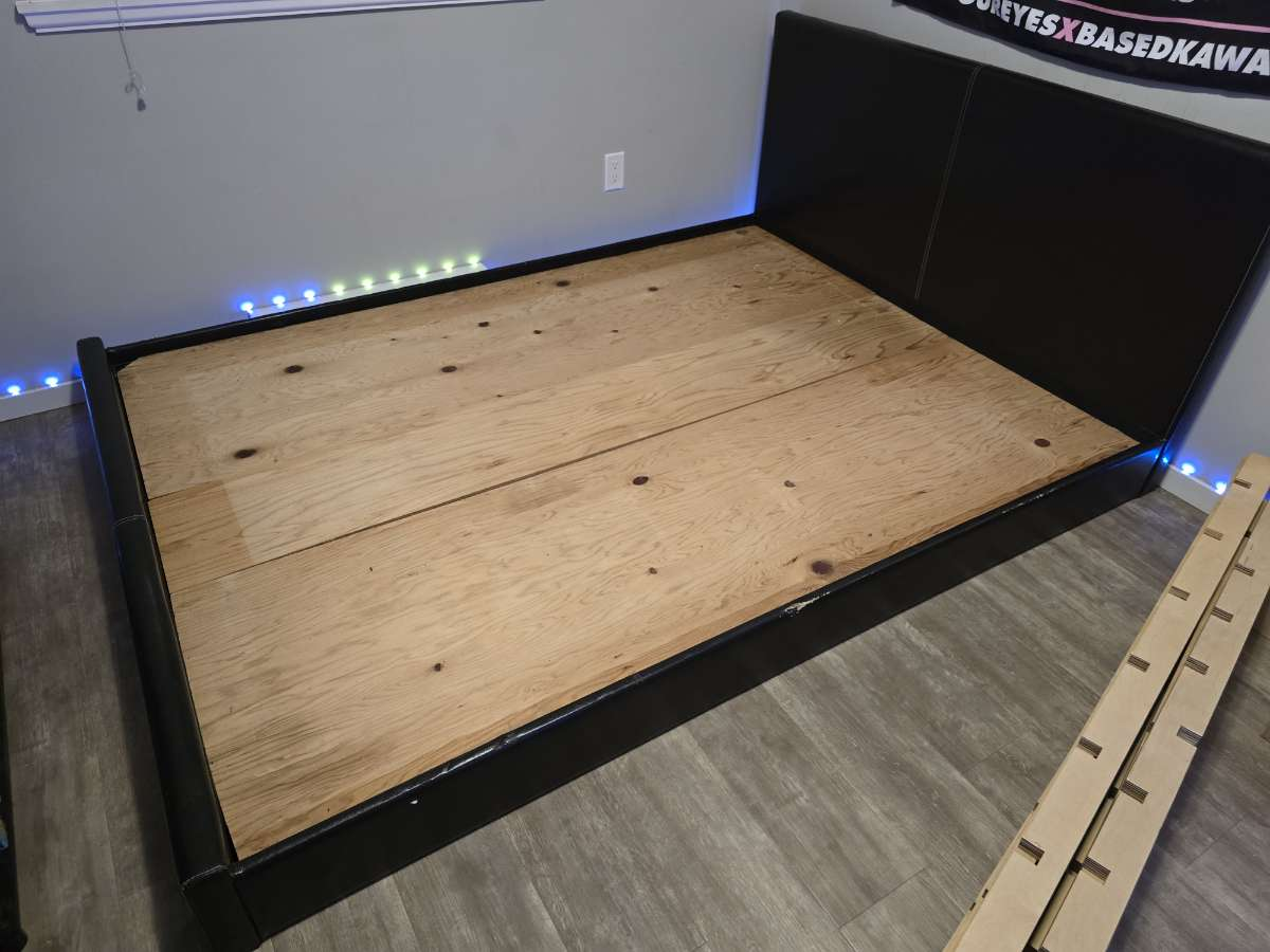 FREE Queen Platform Bed Frame - Black Leather
