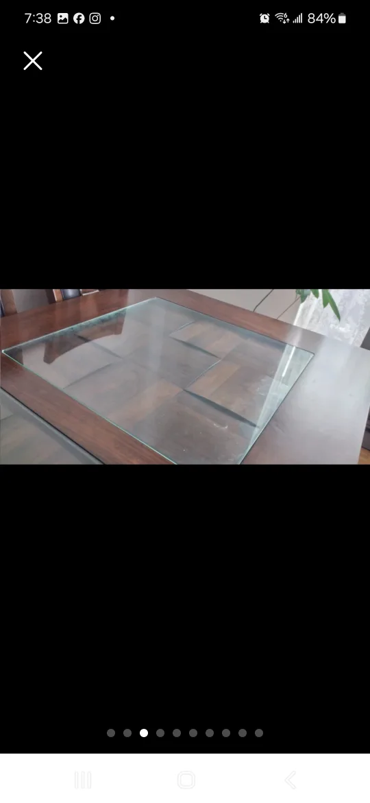 Dark Brown Wood Dining Table with Glass Top image indicator(5)