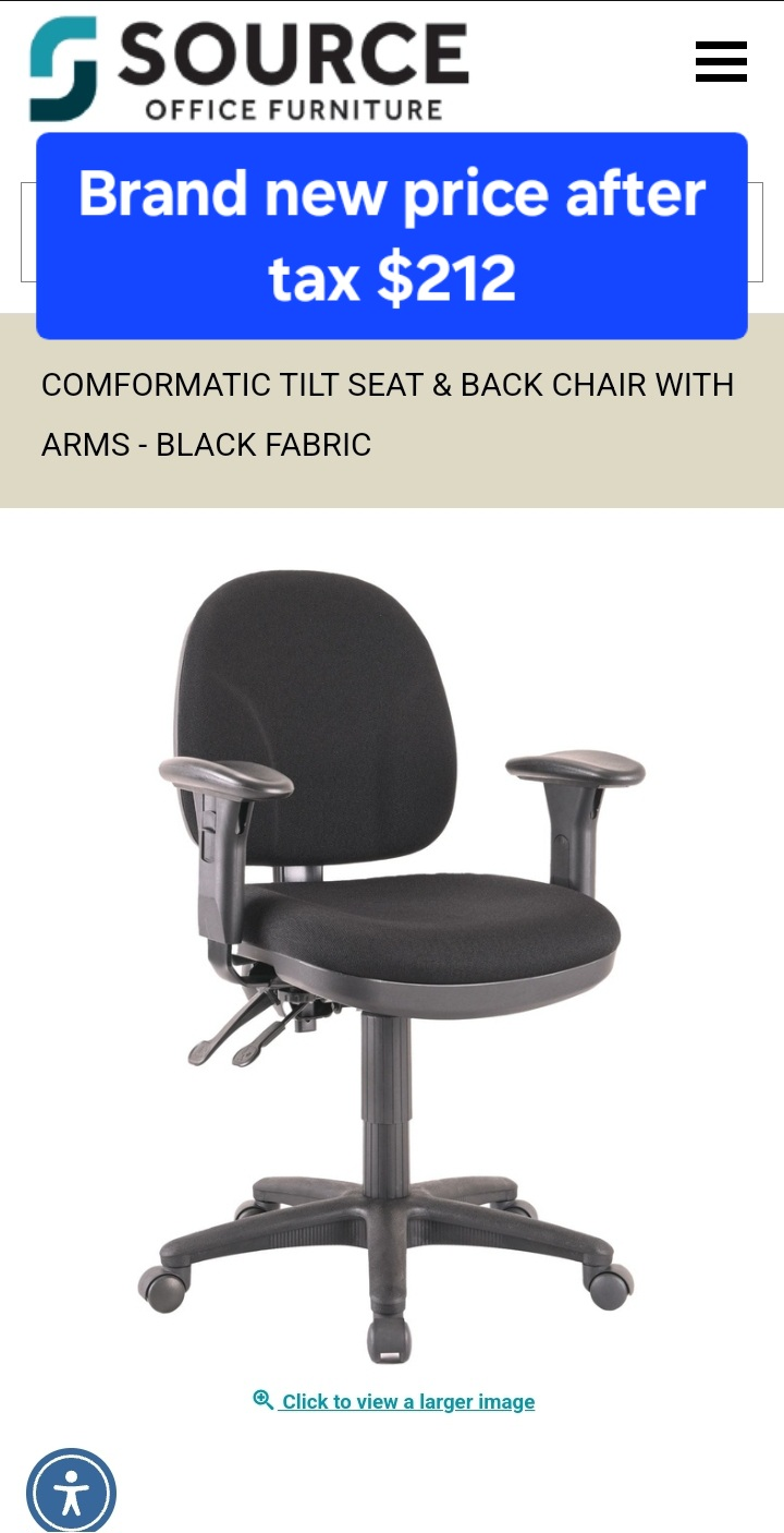 Ergonamic Tilt Office Chair - Black Fabric - photo 2