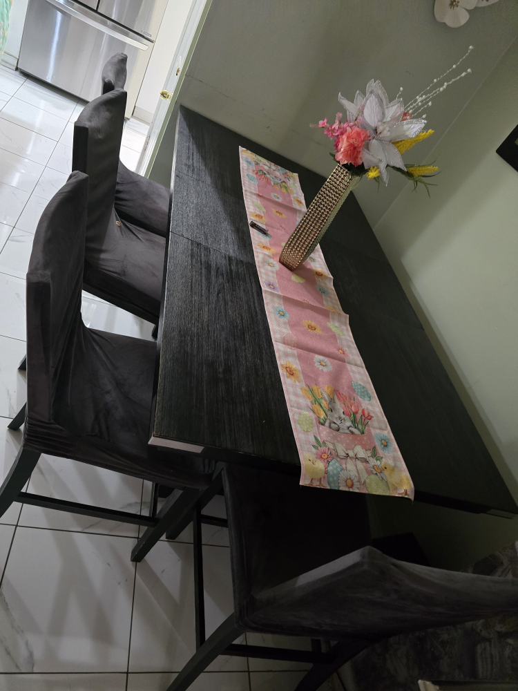 Black Dining Table Set with 4 Chairs