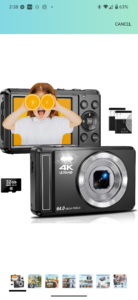 64MP 4K Ultra HD Digital Camera with 16x Zoom