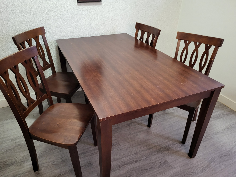 Dark Brown Wood Dining Table Set with Four Chairs - photo 2