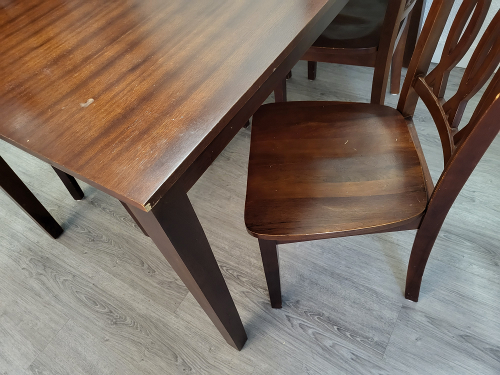 Dark Brown Wood Dining Table Set with Four Chairs - photo 4