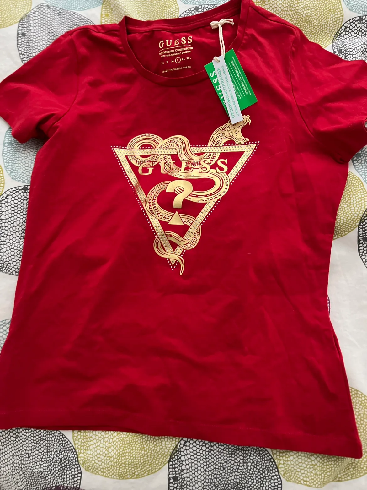Red GUESS T-Shirt with Gold Snake Detail image indicator(2)