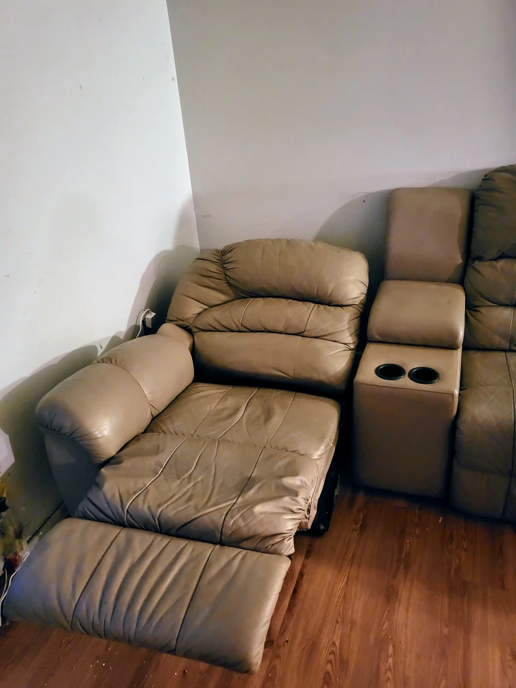 Reclining Leather Sectional Sofa with Wedge Ottoman-FREE - photo 3