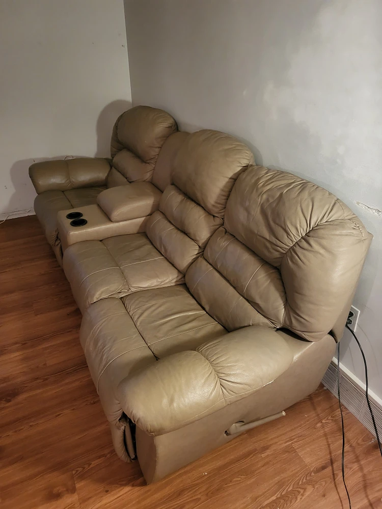 Reclining Leather Sectional Sofa with Wedge Ottoman-FREE - photo 2