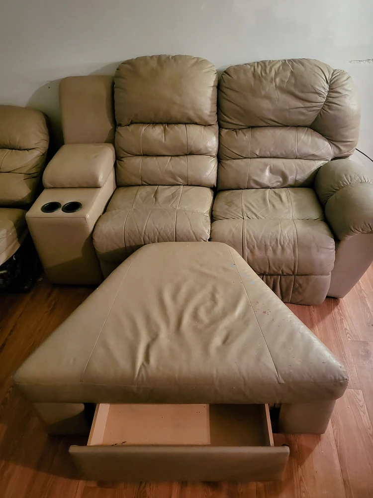 Reclining Leather Sectional Sofa with Wedge Ottoman-FREE - photo 4