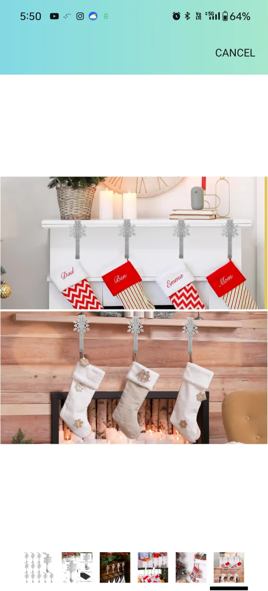 Snowflake Mantel Stocking Hooks image indicator(4)