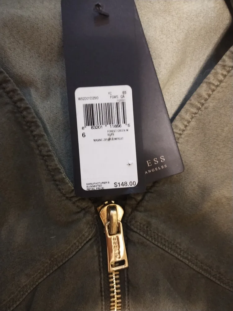 NEW Guess Olive Green Denim Jumpsuit image indicator(7)