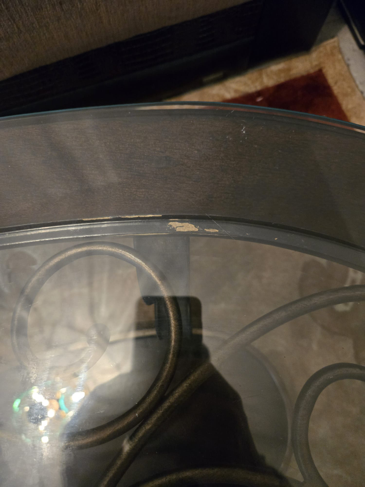 Oval Glass Top Coffee Table with Metal Accents - photo 3